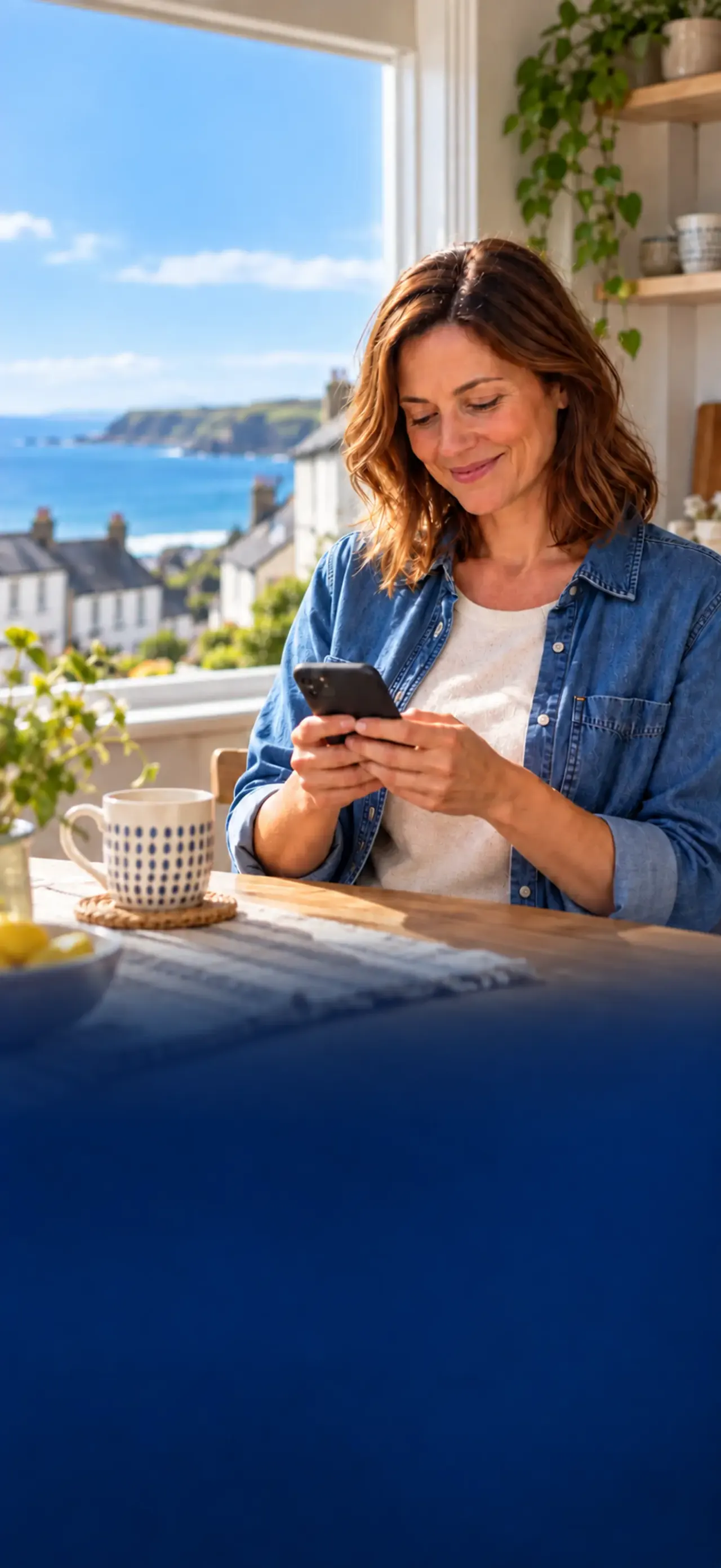 A customer reviewing payment on their phone